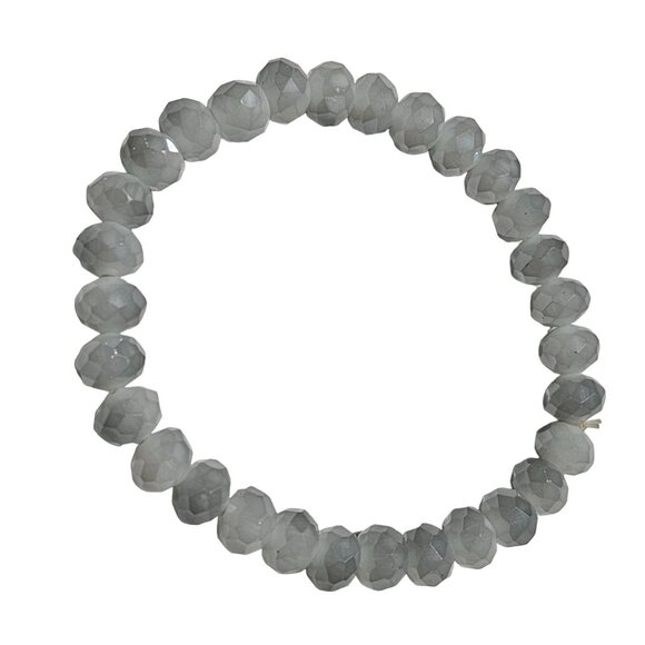 Elegant Gray Faceted Beaded Stretch Bracelet Classic Minimalist Fashion Jewelry - Picture 1 of 3